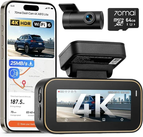Cámara para auto 70mai A810 Lite 4K delantera y trasera