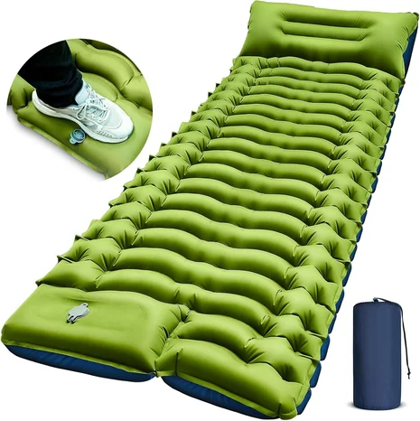 Colchoneta inflable para camping con bomba de pie